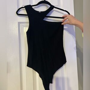 Glam Black Asymmetrical Bodysuit
